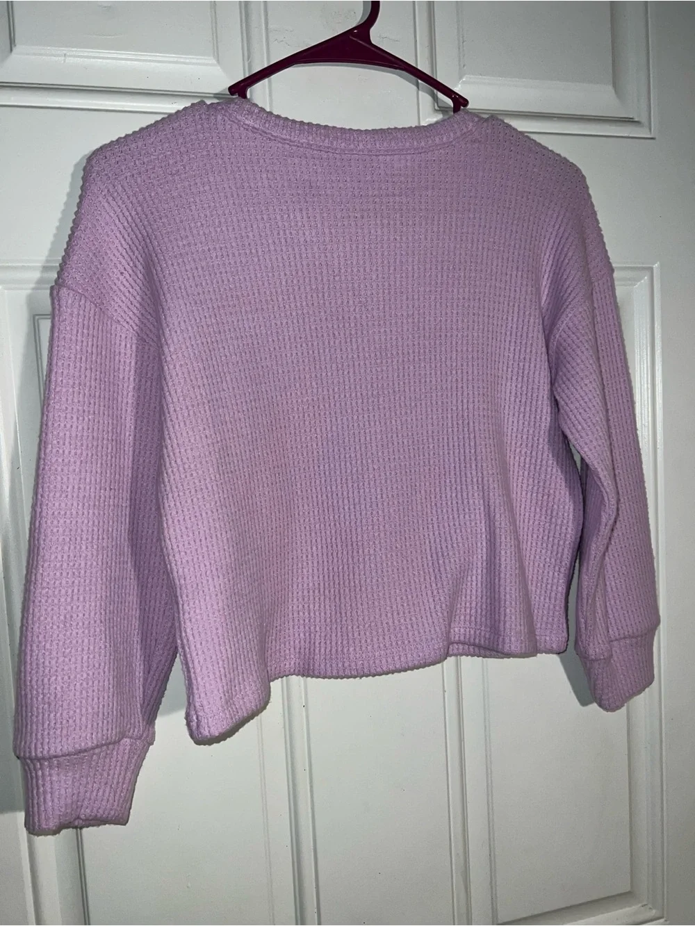 Old Navy Lavender Waffle-Knit Henley Pullover Sweater